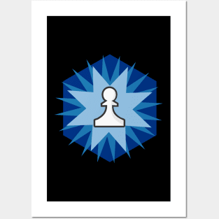 Chess Pawn (Blue burst) Posters and Art